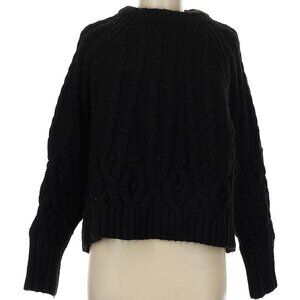 Zara Chunky Cable Knit Black Sweater Size Medium